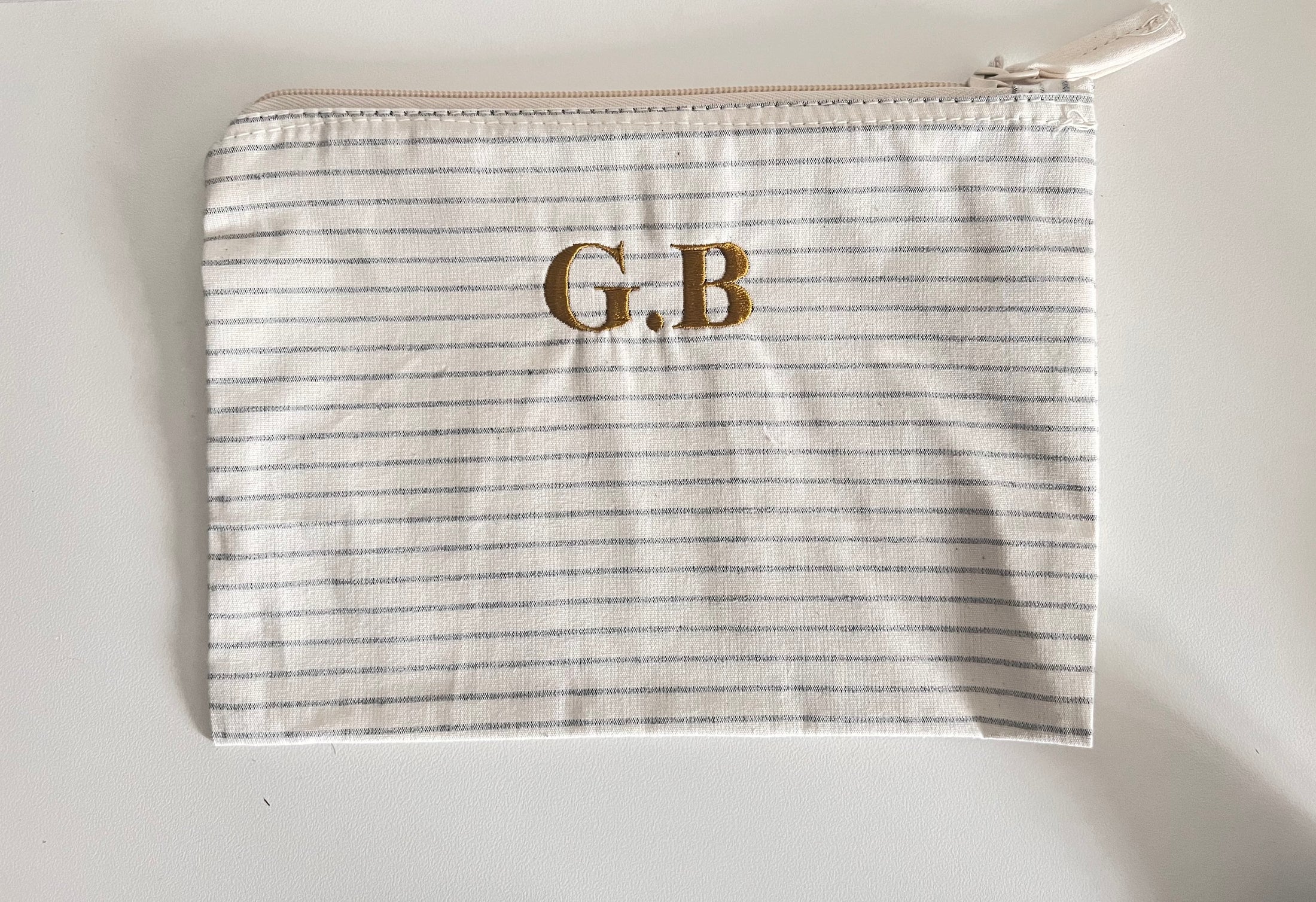 Striped Organic Cotton Accessory Pouch