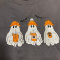 Load image into Gallery viewer, Halloween Sweatshirt featuring Coffee Loving Ghosts
